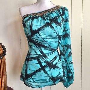 Bebe Silk One Shoulder Top